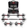 Adjustable Dumbbell Set With 3 in 1 Dumbbell Barbell Metal Connecting Rod, Chromed Weights, Hardcover Gift Box, Adjustable Weight Sets up to 66lbs