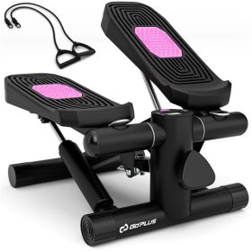 Mini Full Body Stepper - Resistance Bands Included, Adjustable Intensity, LCD Tracker (Black)