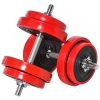 44lbs 2-In-1 Dumbbell & Barbell Adjustable Set Strength Muscle Exercise Fitness Plate Bar Clamp Rod Home Gym Sports Area
