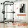 3-in-1 Home Gym Smith Machine Power Rack with Cable Crossover Pull up Station 16-Level Adjustable Squat Rack And Barbell Holder