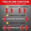 44lbs 2-In-1 Dumbbell & Barbell Adjustable Set Strength Muscle Exercise Fitness Plate Bar Clamp Rod Home Gym Sports Area