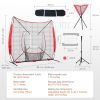 7x7 ft Baseball Softball Practice Net, Portable Baseball Training Net for Hitting Catching Pitching, Backstop Baseball Equipment with Bow Frame