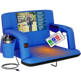 Alpcour Heated Reclining Stadium Seat For Bleachers With Back Support (Option: RoyalBlue-25Wide)