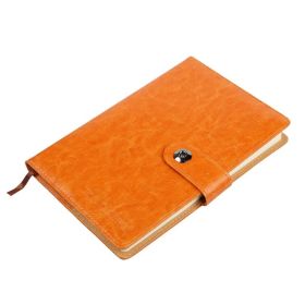 PU Leather Cover Notebook Memopad With Calendar World Map And Silk Ribbon (Option: Orange)