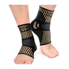 1 Pair Copper Ankle Support Sleeves Unisex Wicking With Arch Heel Stabilization Ideal For Basketball Tennis Running (Option: M)
