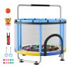 60" Trampoline for Kids, 5 FT Toddler Mini Trampoline, 132 lbs Indoor Outdoor Play Toys with Enclosure Net and Adjustable Gymnastics Bar