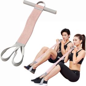 Yoga Pedal Resistance Fabric Band with Handles Anti-Broken Elastic Sit Up Pull Rope for Strength Training 120lb Full-Body Excercise Band Portable Unis (Color: Pink)