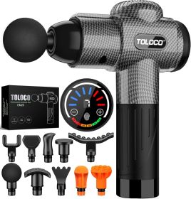 Massage Gun, Deep Tissue Back Massage for Athletes for Pain Relief, Percussion Massager with 10 Massages Heads & Silent Brushless Motor (Color: Carbon)