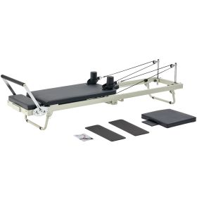 Foldable Pilates Reformer, Pilates Workout Machine for Home Gym Studio Use, Pilates Bed with Dual Resistance- Spring & Cord (Foldable or Not: Foldable-Advanced Version)