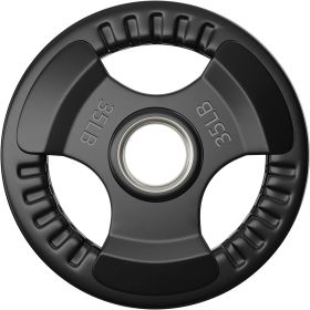 Rubber Coated Weight Plates in Pairs or Single for Strength Training Weightlifting and Bodybuilding Black 4 Size Options (weight: 35LB, Color: Black)