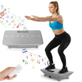 Gray Full Body Vibration Plate Exercise Machine, 10 Adjustable Speed Levels With Remote Control & Music Function, 440LBS Weight Capacity (Option: defaulttitle)